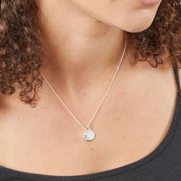 Beginnings Sterling Silver April Birth Stone Pendant P4593