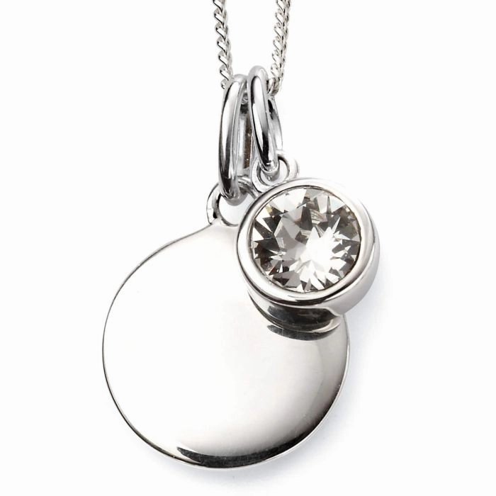 Beginnings Sterling Silver April Birth Stone Pendant P4593