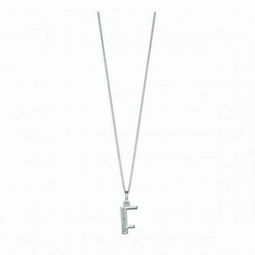 Beginnings Sterling Silver Art Deco Initial F Cubic Zirconia Pendant P4728C