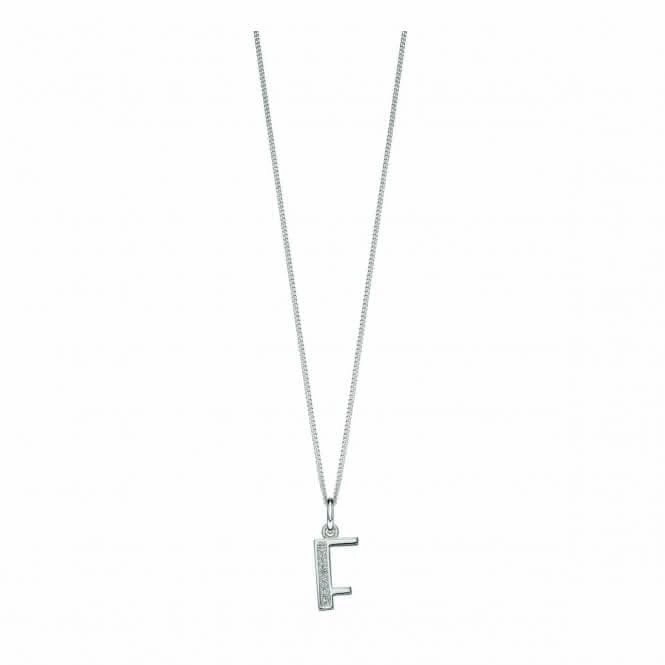 Beginnings Sterling Silver Art Deco Initial F Cubic Zirconia Pendant P4728C