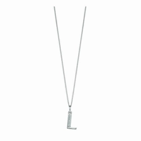 Beginnings Sterling Silver Art Deco Initial L Cubic Zirconia Pendant P4734C