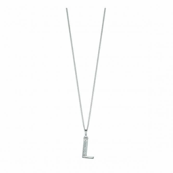 Beginnings Sterling Silver Art Deco Initial L Cubic Zirconia Pendant P4734C
