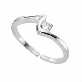 Beginnings  Sterling Silver Clr Cubic Zirconia Squiggle Toe Ring R2593C