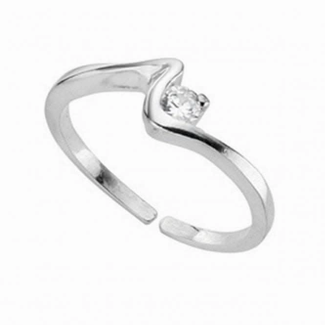 Beginnings  Sterling Silver Clr Cubic Zirconia Squiggle Toe Ring R2593C