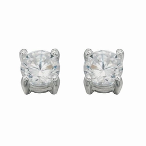 Beginnings Sterling Silver E457C Cz Med Round Stud Earrings