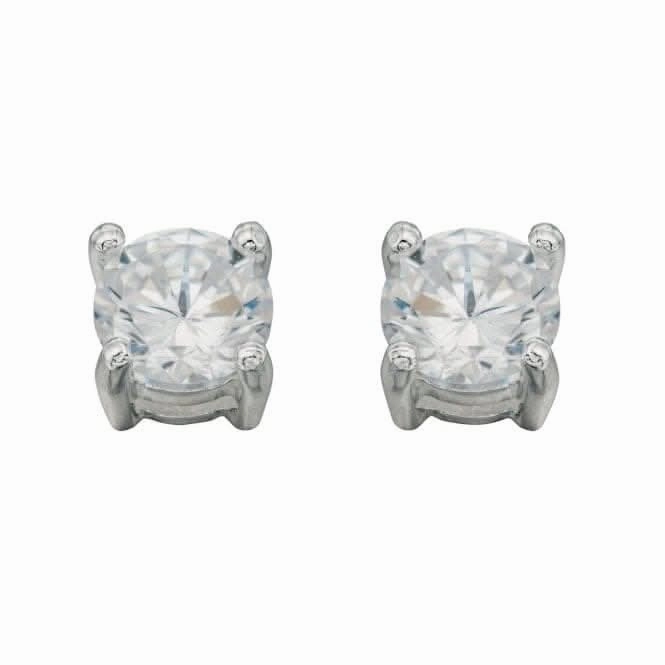Beginnings Sterling Silver E457C Cz Med Round Stud Earrings