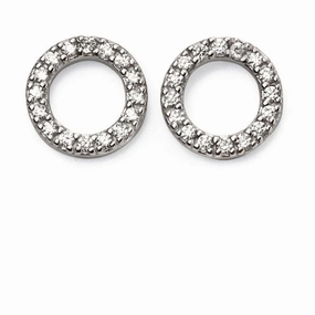 Beginnings Sterling Silver Open Disc Pave Earrings E5557C