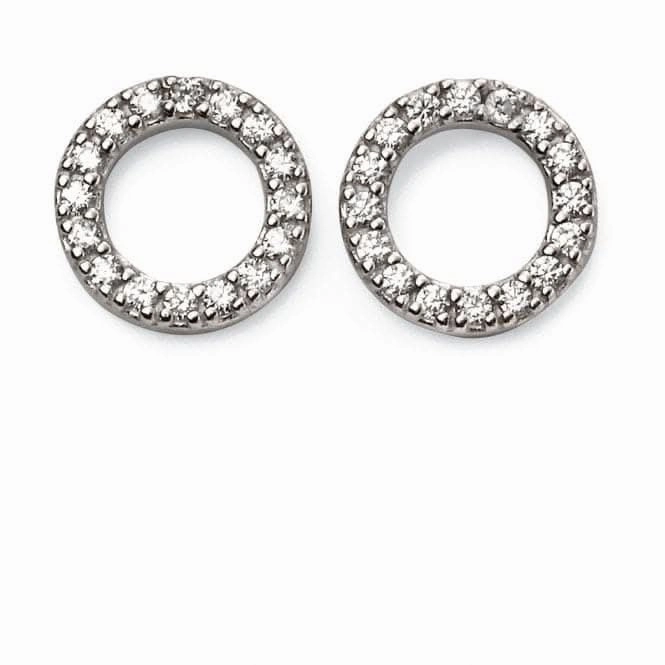 Beginnings Sterling Silver Open Disc Pave Earrings E5557C