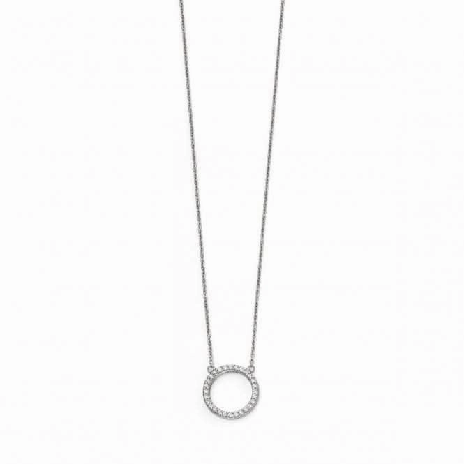 Beginnings Sterling Silver Open Disc Pave Necklaces N4216C