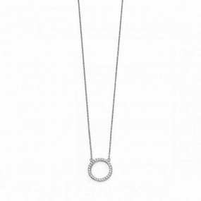 Beginnings Sterling Silver Open Disc Pave Necklaces N4216C