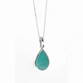 Beginnings Sterling Silver P2333U Syn Turquoise Teardrop Pendant