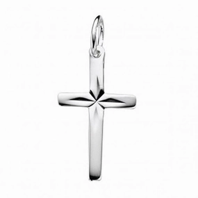 Beginnings Sterling Silver P3688 Diamond Cut Cross Pendant