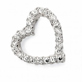 Beginnings Sterling Silver Pave Open Heart Pendant P4576C
