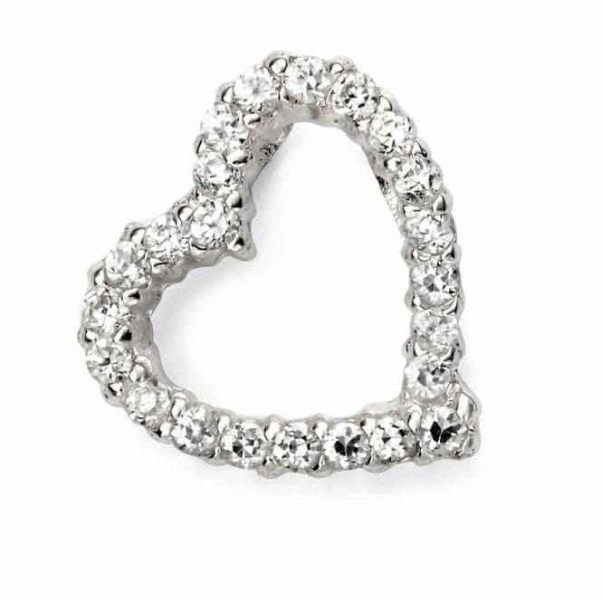 Beginnings Sterling Silver Pave Open Heart Pendant P4576C