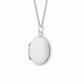 Beginnings Sterling Silver Small Plain Oval Locket Pendant P2703