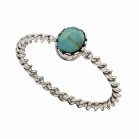 Beginnings  Sterling Silver Twisted Ring With Turquoise Stone R3377T