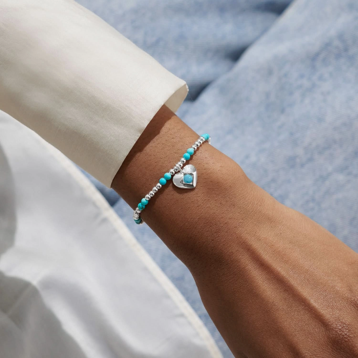 Birthstone A Little December Turquoise Silver Plated Bracelet 8326