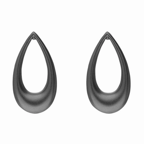 Black Rhodium Plated Sterling Silver Open Pear Infinity Stud Earrings