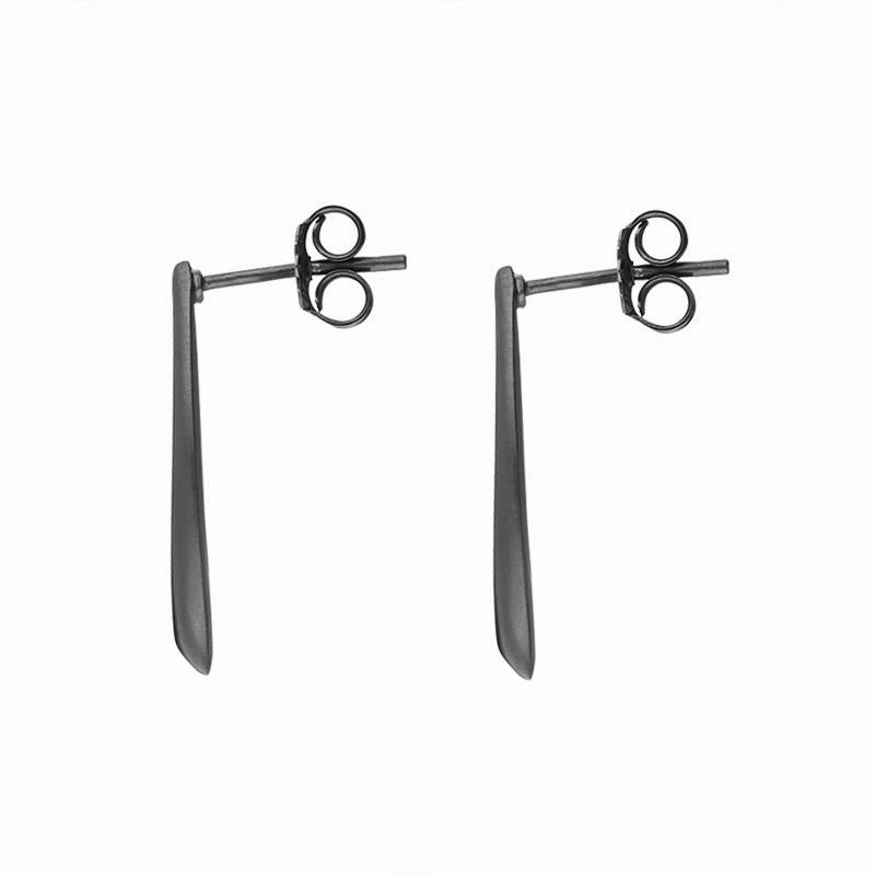 Black Rhodium Plated Sterling Silver Open Pear Infinity Stud Earrings