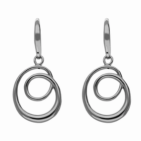 Black Rhodium Plated Sterling Silver Open Swirl Infinity Drop Earrings