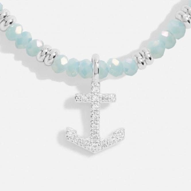 Boho Beads Anchor Blue & Silver 17.5cm Stretch Bracelet 6810