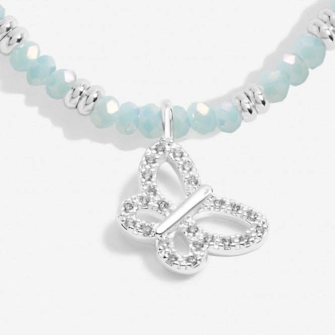 Boho Beads Butterfly Blue & Silver 17.5cm Stretch Bracelet 6816