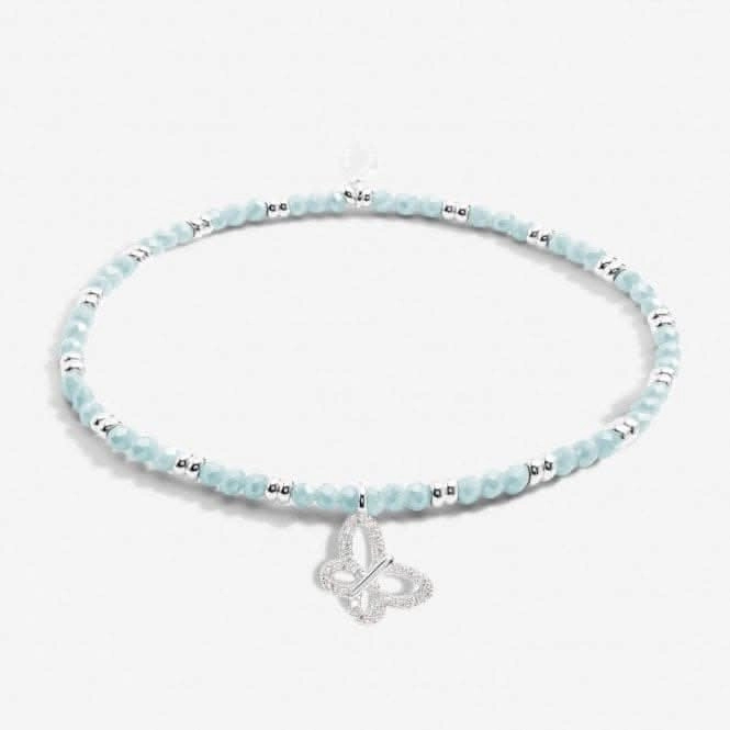 Boho Beads Butterfly Blue & Silver 17.5cm Stretch Bracelet 6816