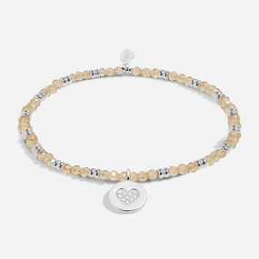 Boho Beads Heart Champagne Silver Plated Bracelet 7772