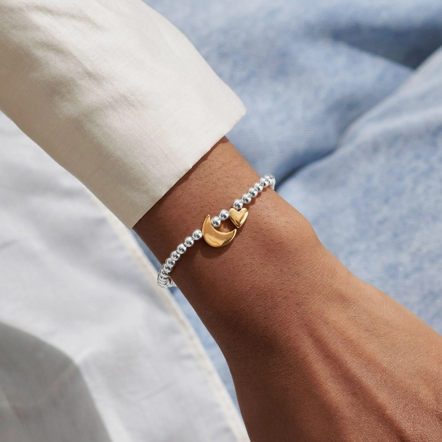 Boxed A Little Love You To the Moon Silver & Gold Plated Bracelet 8193