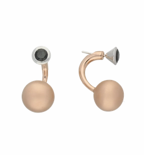 C W Sellors Earrings Front Back Rose Gold Plating And Black CZ