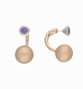 C W Sellors Earrings Front Back Rose Gold Plating And Purple CZ