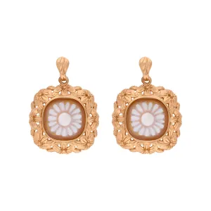 Cameo Italy Rose Gold Plated Sterling Silver Flower Earrings D