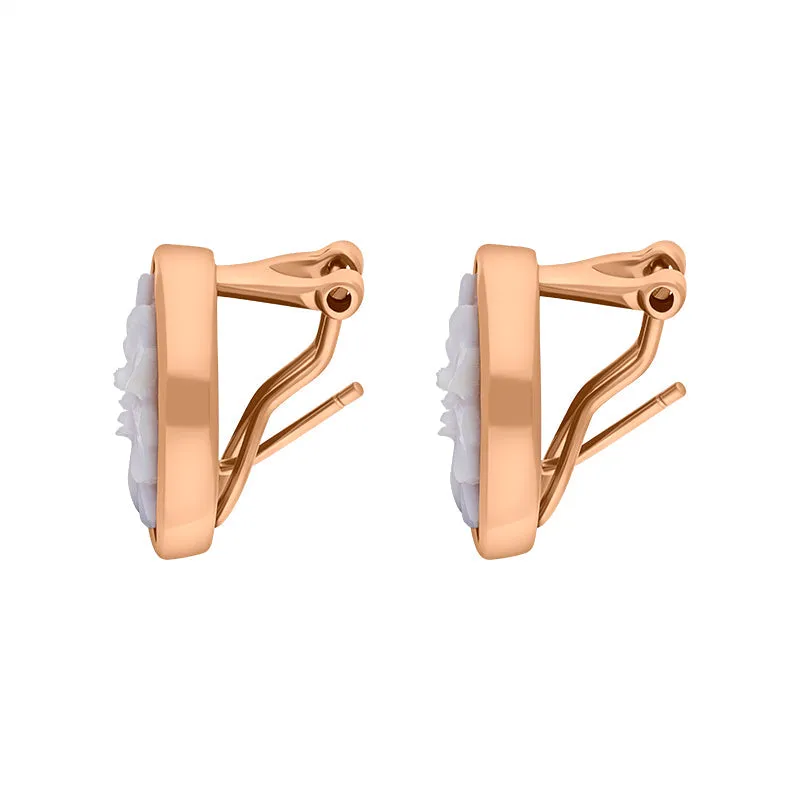 Cameo Italy Rose Gold Plated Sterling Silver Round Flower Stud Earrings D
