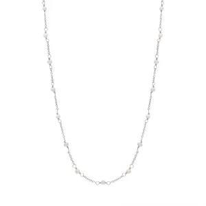 Cameo Italy Sterling Silver Chain Pearl Necklet 45cm D