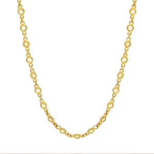 Cameo Italy Sterling Silver Yellow Gold Plated Cubic Zirconia 45cm Chain Necklace D