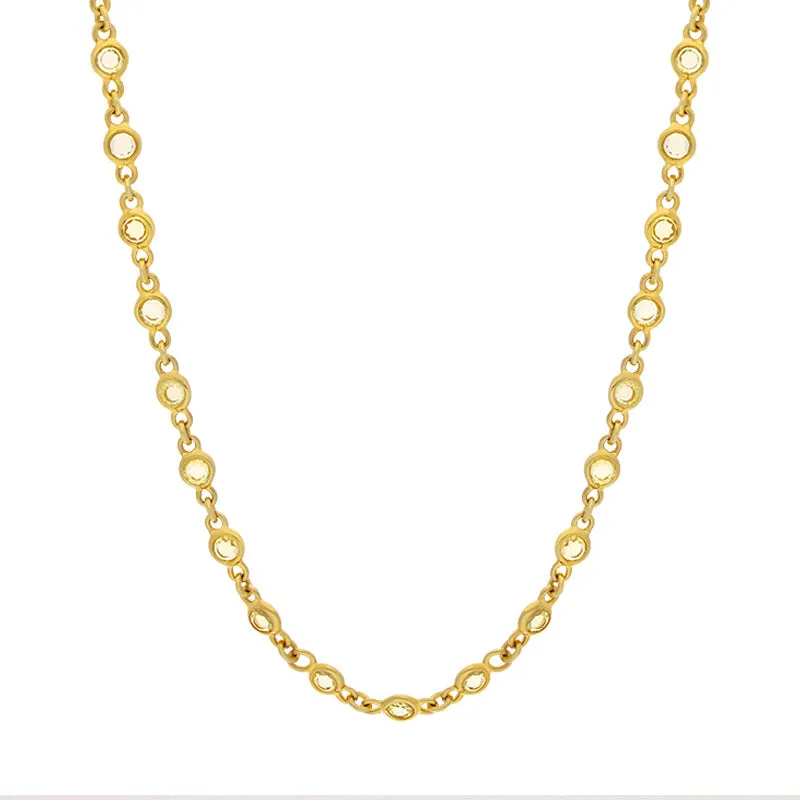 Cameo Italy Sterling Silver Yellow Gold Plated Cubic Zirconia 45cm Chain Necklace D