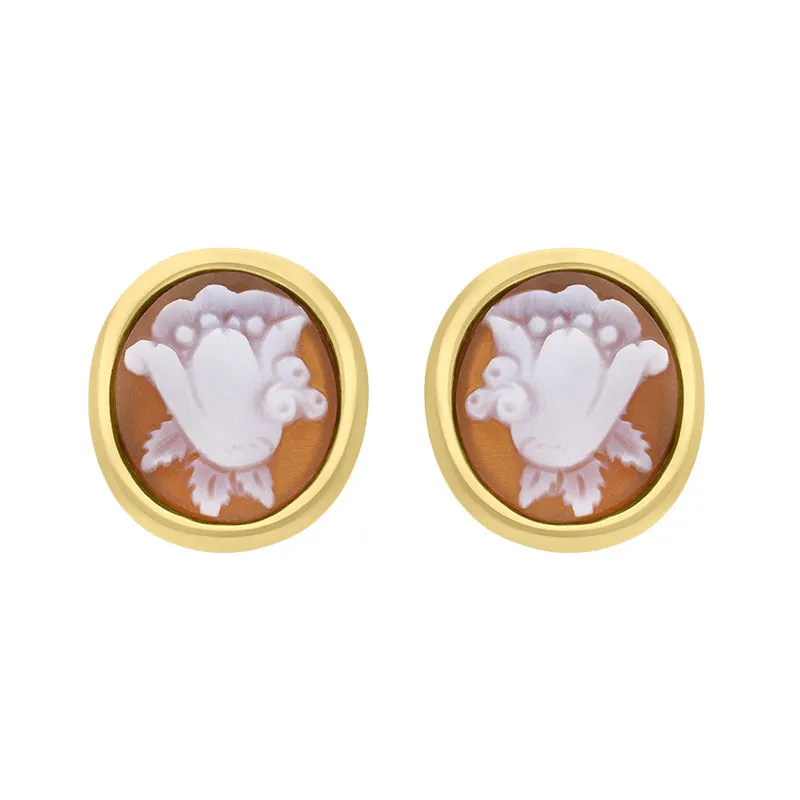 Cameo Italy Yellow Gold Plated Sterling Silver Tulip Earrings D