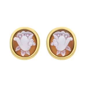Cameo Italy Yellow Gold Plated Sterling Silver Tulip Earrings D
