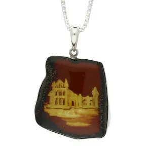 Carved Organic Sterling Silver Abbey Square Pendant D