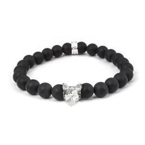 Cat Fever Sterling Silver Onyx Norwegian Forest Cat Bracelet