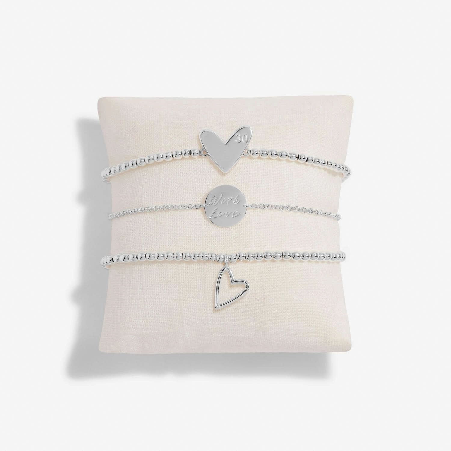 Celebrate You Gift Box Happy 30th Birthday Silver Plated Set Of 3 Bracelets 7068