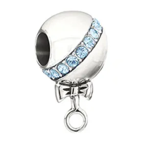 Chamilia Charm Blue Swarovski Baby Rattle Silver