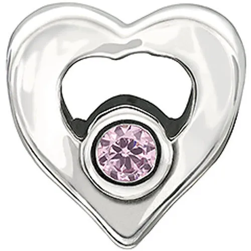 Chamilia Charm Heart Pink Cz Silver
