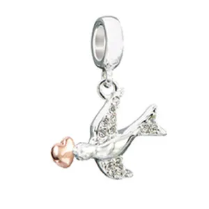 Chamilia Charm Special Delivery Pave Barn Swallow Silver