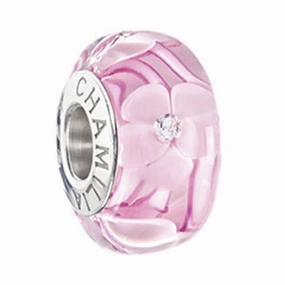 Chamilia Sterling Silver Murano Glass Breast Cancer Awareness Charm D