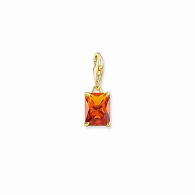 Charm Pendant Orange Stone Gold