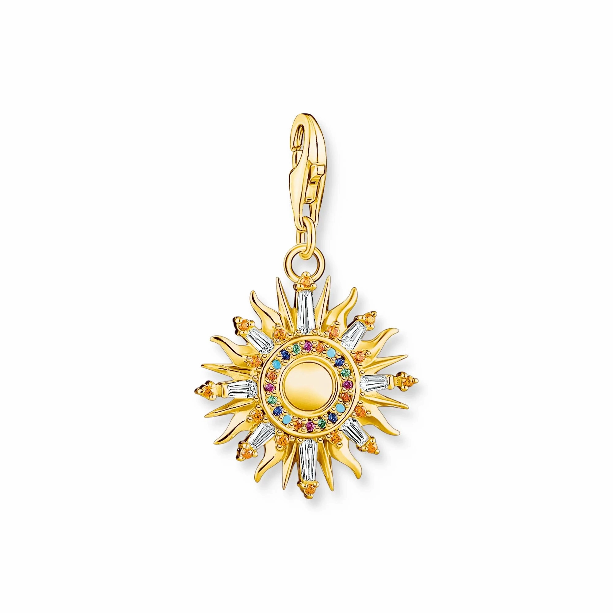 Charm Pendant Sun Gold Multicoloured Stones