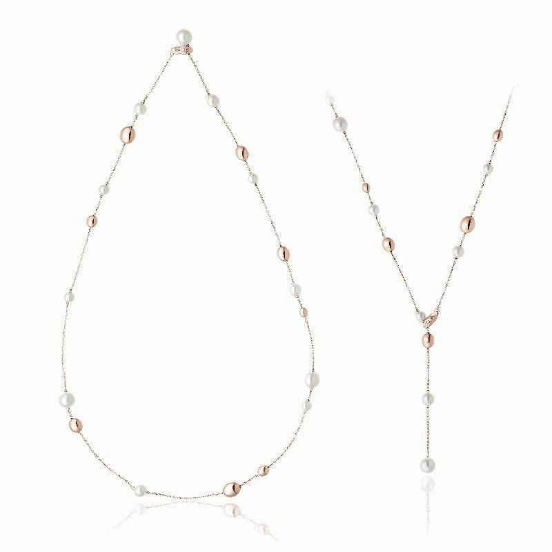 Chimento Armillas Acqua 18ct Rose Gold Pearl Diamond Necklace