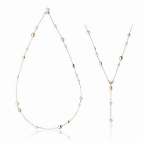 Chimento Armillas Acqua 18ct Rose Gold Pearl Diamond Necklace