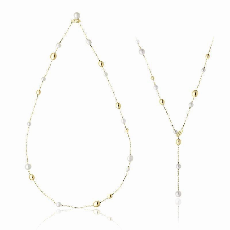 Chimento Armillas Acqua 18ct Yellow Gold Pearl Diamond Necklace
